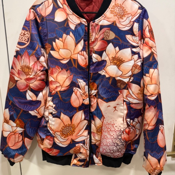 Fresh Hoods | Floral and Cat Bomber Jacket - Picture 3 of 5